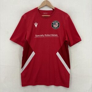 Blast FC Soccer Jersey Mens Large Red Shirt Macron #9 Specialty Sponsor Ohio